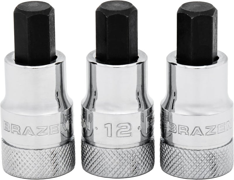 12mm Hex Bit Socket/Allen Driver Three Pack (1/2" Drive, Short)